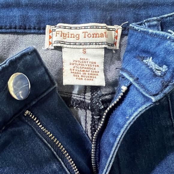 EUC X·Tied Up·X [Flying Tomato] High-Rise Boho Wide Leg Flare Blue Jeans | Small - Picture 4 of 11